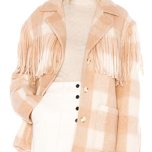 Jackets & Blazers - Divine Heritage Plaid Wool Fringe Jacket